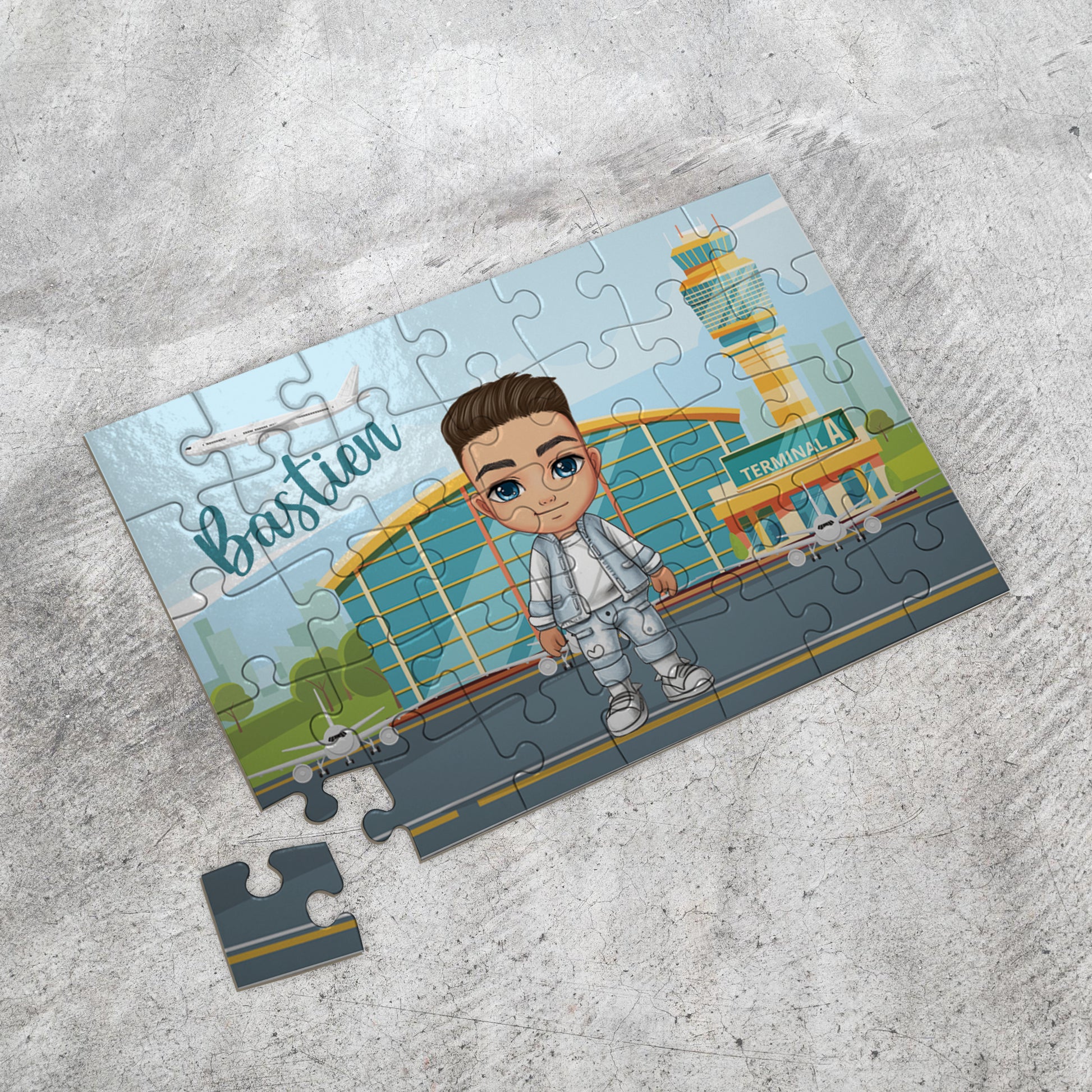 Puzzle pour enfant avec avatar personnalisé - Aéroport - 35pcs - Sublimino