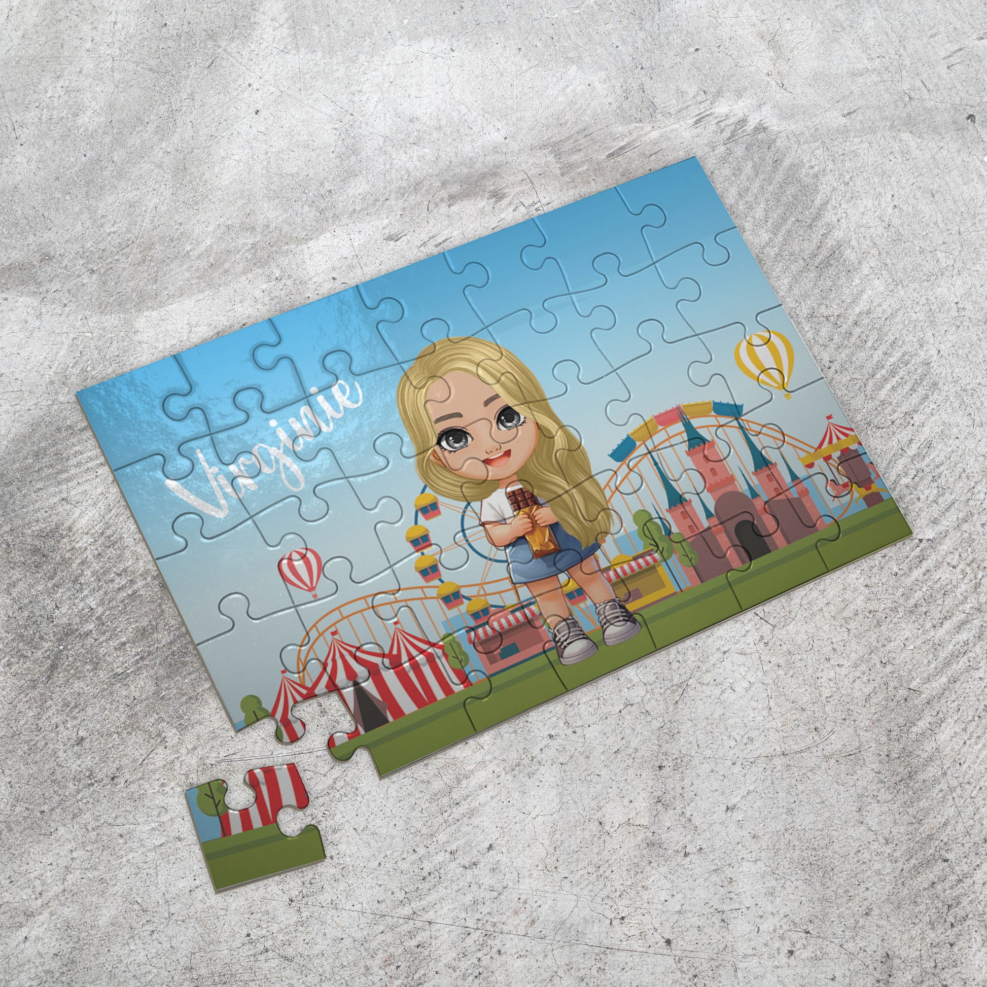 Puzzle pour enfant avec avatar personnalisé - Parc d'attraction - 35pcs - Sublimino