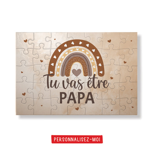 Puzzle personnalisé 35 pièces - Tu vas être ... (Annonce de grossesse) - Beige - Sublimino