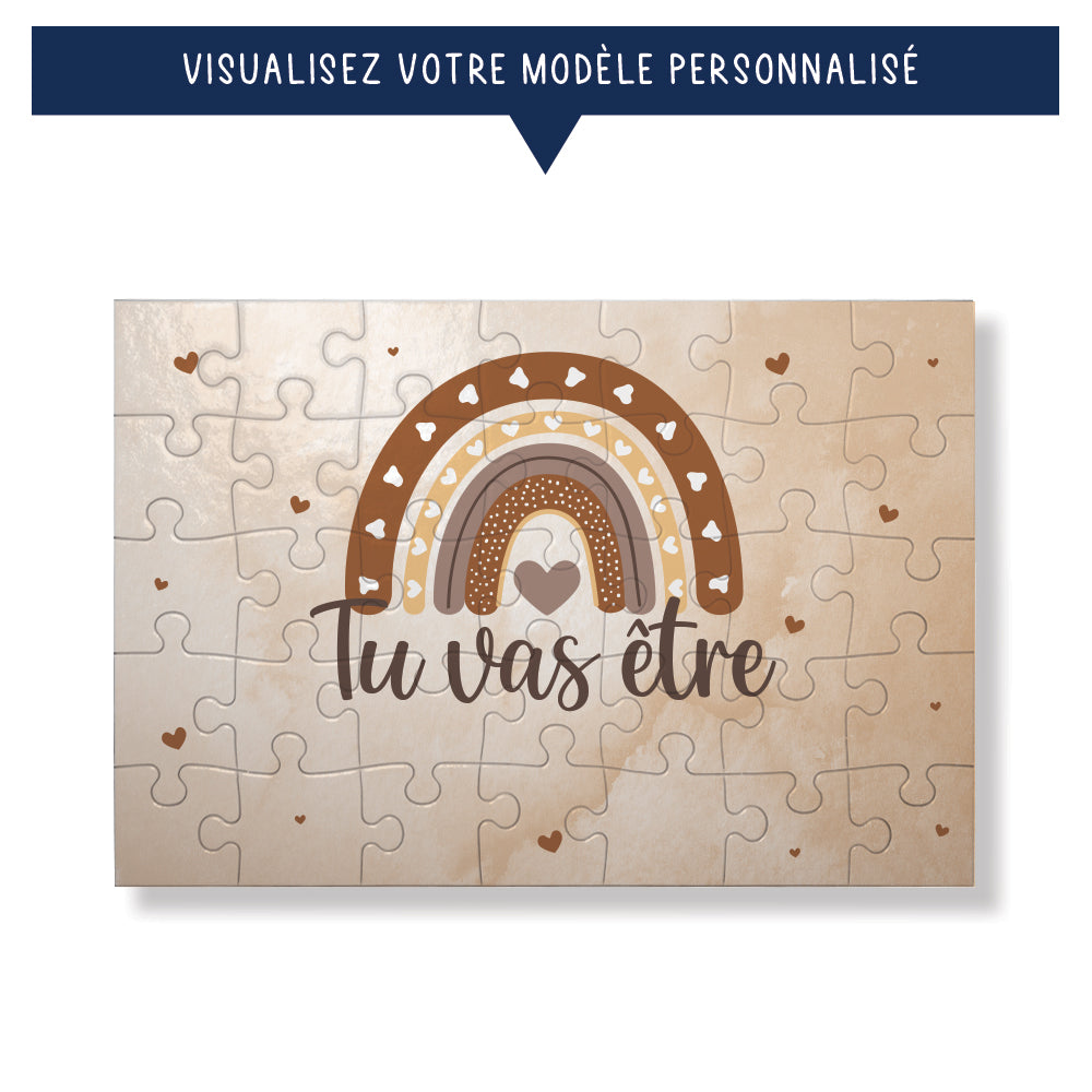 Puzzle personnalisé 35 pièces - Tu vas être ... (Annonce de grossesse) - Beige - Sublimino