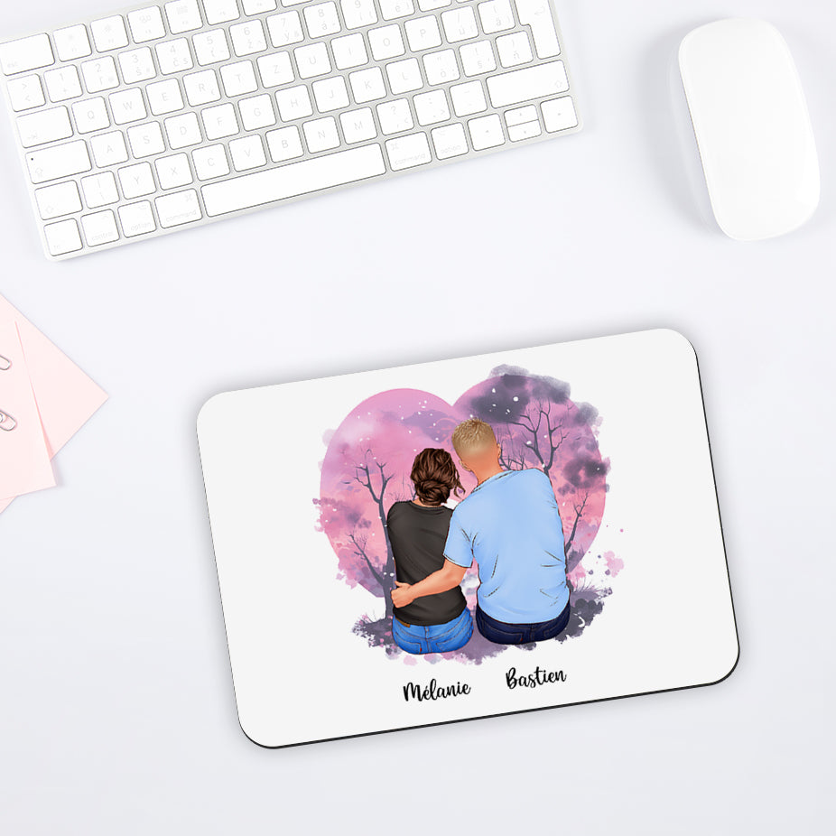 Tapis de souris personnalisé pour couple - 2 personnages - Sublimino