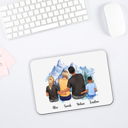 Tapis de souris personnalisé pour famille avec deux enfants ou bébés - Sublimino