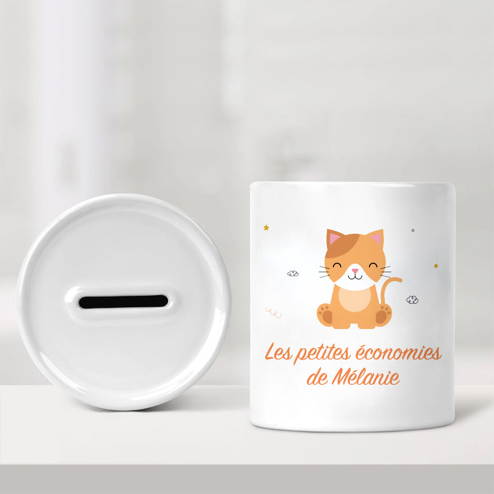 Tirelire personnalisée pour enfant - Les petites économies - Chat - Sublimino