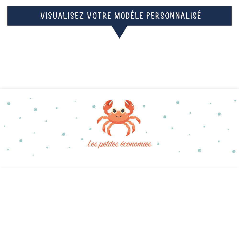 Tirelire personnalisée pour enfant - Les petites économies - Le crabe - Sublimino