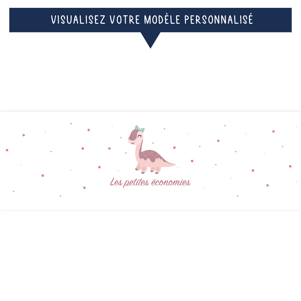 Tirelire personnalisée pour enfant - Les petites économies - Dinosaure rose - Sublimino