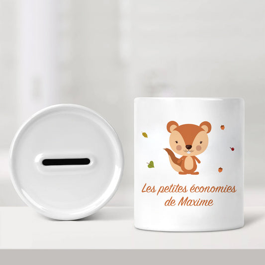 Tirelire personnalisée pour enfant - Les petites économies - L'écureuil - Sublimino