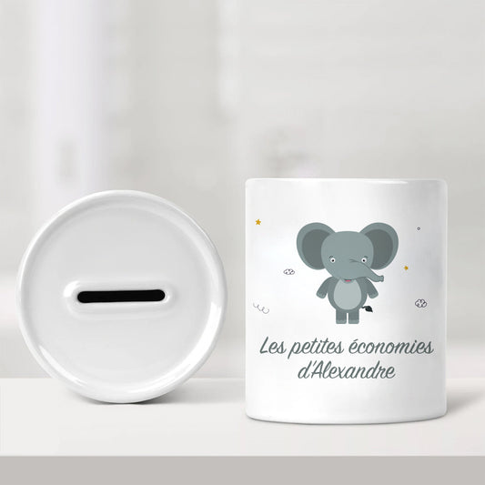 Tirelire personnalisée pour enfant - Les petites économies - Éléphant - Sublimino