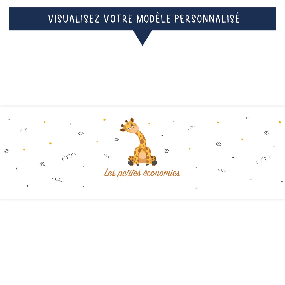 Tirelire personnalisée pour enfant - Les petites économies - La girafe - Sublimino