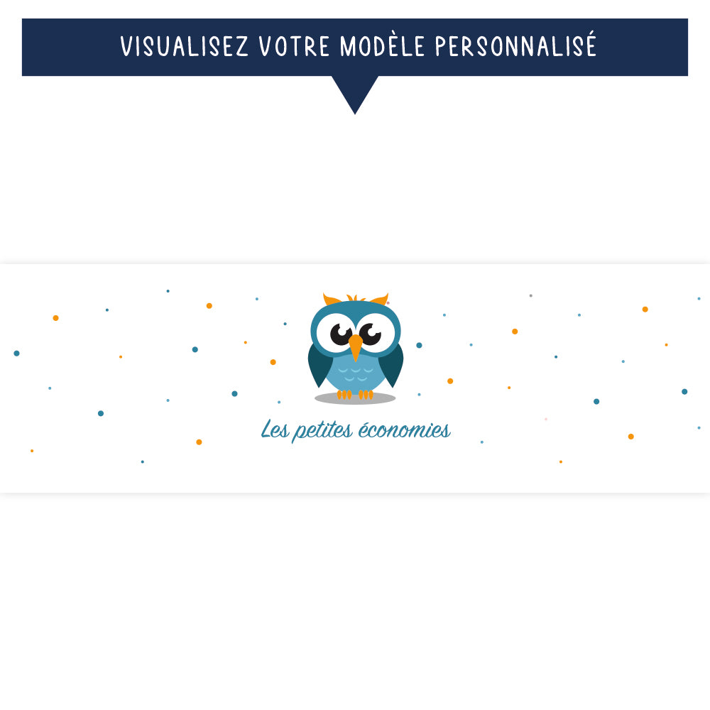 Tirelire personnalisée pour enfant - Les petites économies - Hibou bleu - Sublimino