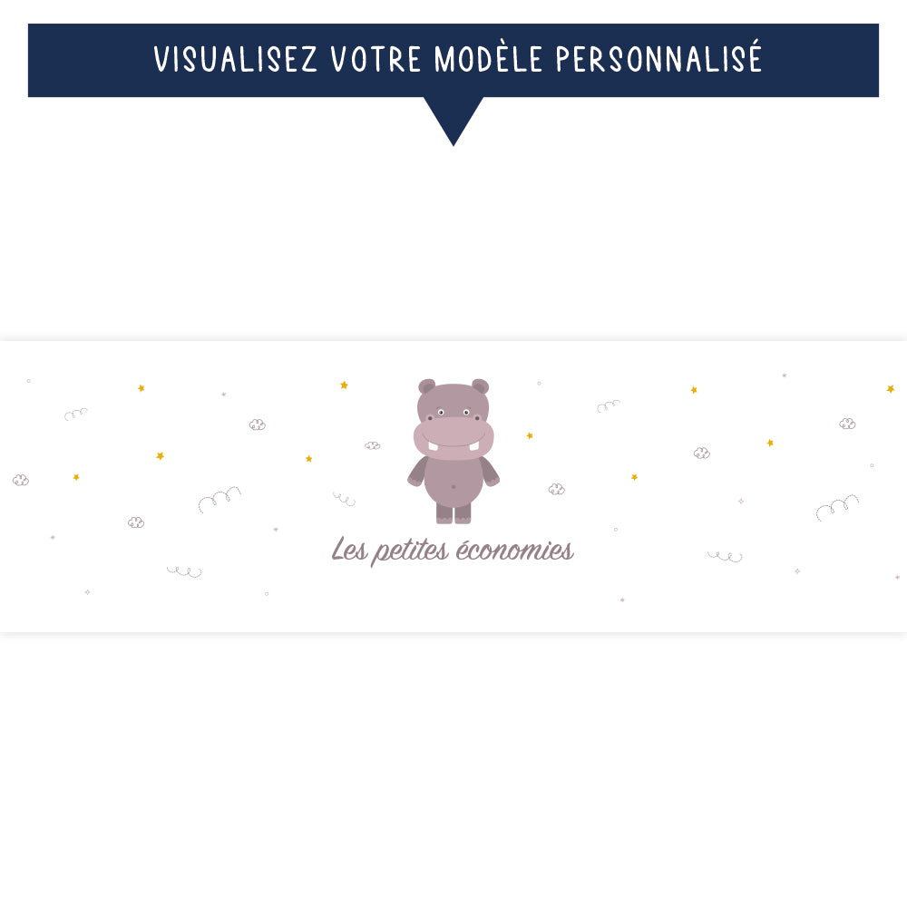 Tirelire personnalisée pour enfant - Les petites économies - Hippopotame - Sublimino