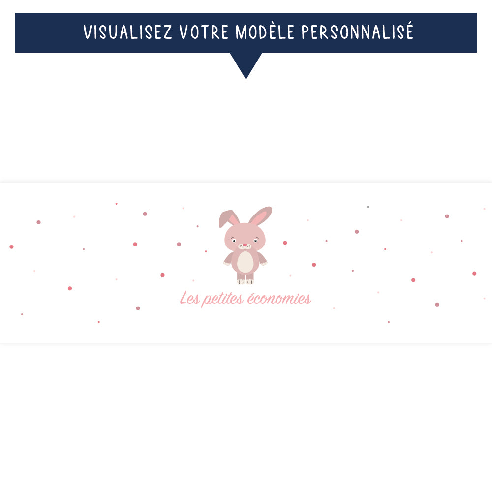 Tirelire personnalisée pour enfant - Les petites économies - Lapin rose - Sublimino