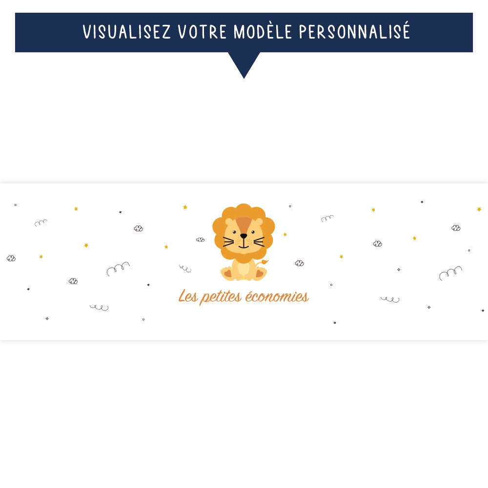 Tirelire personnalisée pour enfant - Les petites économies - Le lion - Sublimino