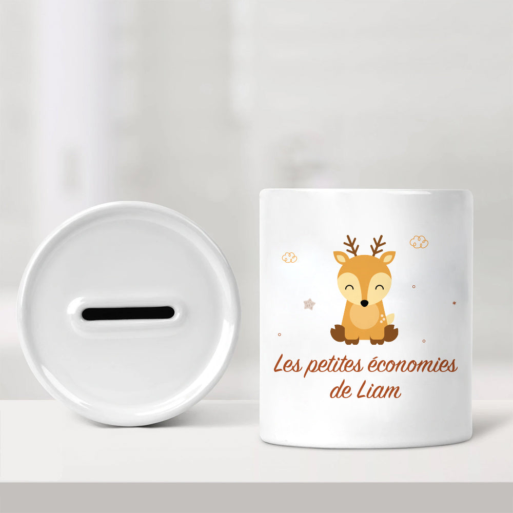 Tirelire personnalisée pour enfant - Les petites économies - Petit renne - Sublimino