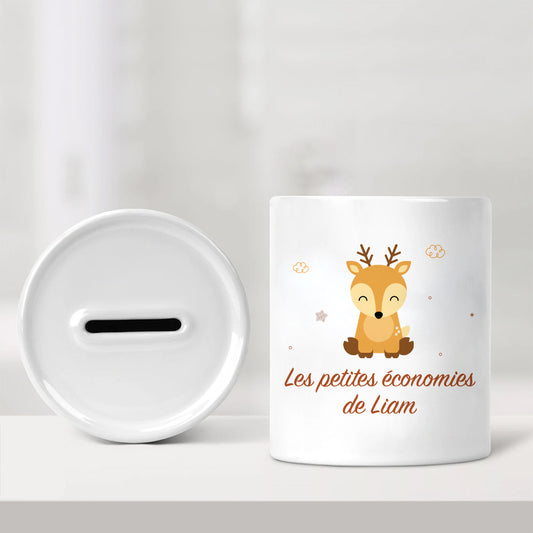Tirelire personnalisée pour enfant - Les petites économies - Petit renne - Sublimino