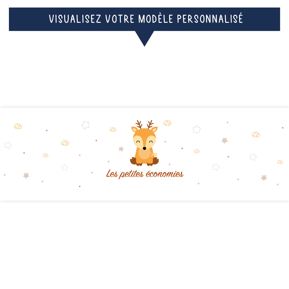 Tirelire personnalisée pour enfant - Les petites économies - Petit renne - Sublimino