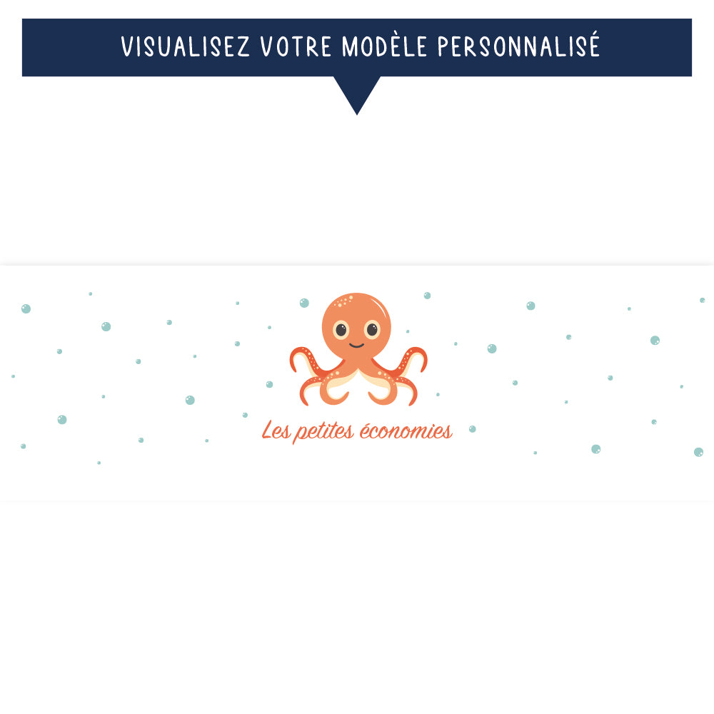 Tirelire personnalisée pour enfant - Les petites économies - Le poulpe - Sublimino