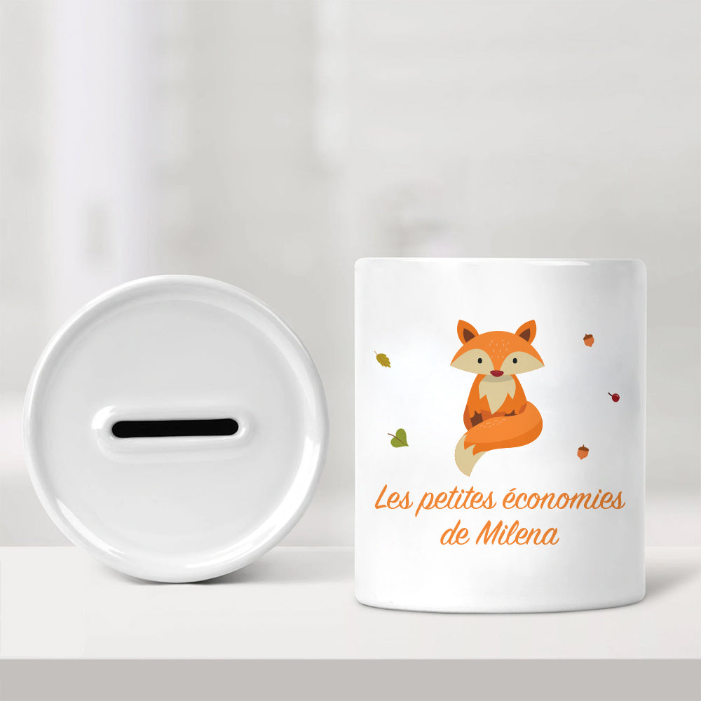 Tirelire personnalisée pour enfant - Les petites économies - Renard - Sublimino