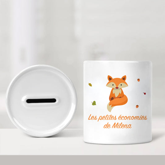 Tirelire personnalisée pour enfant - Les petites économies - Renard - Sublimino