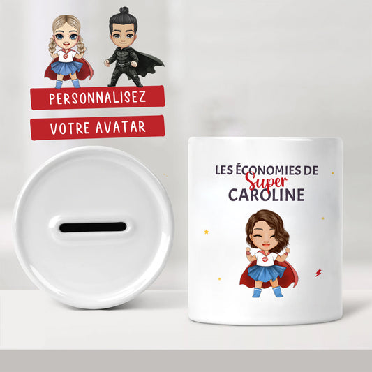 Tirelire pour enfant avec avatar personnalisé - Super Héros - Sublimino
