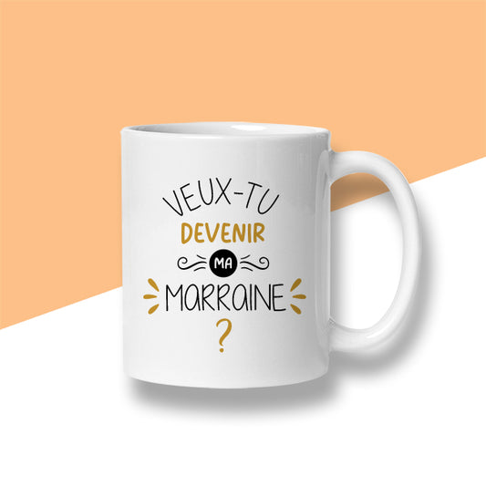 Mug « Veux-tu devenir ma marraine ? » - Sublimino