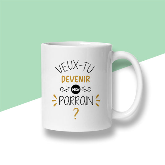 Mug « Veux-tu devenir mon parrain ? » - Sublimino