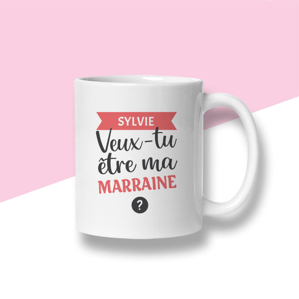 Mug personnalisé « Veux-tu être ma marraine ? » - Sublimino