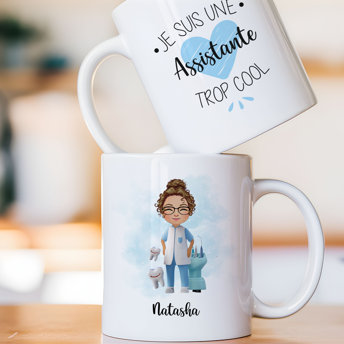 Mug personnalisé avec avatar pour assistante dentaire, dentiste, orthodontiste, ... - Sublimino
