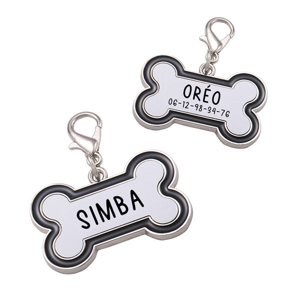 Personnalisez nos pendentifs pour chien et chat avec le nom de l'animal et votre numéro de téléphone. Imprimé en haute définition dans notre atelier en Moselle.