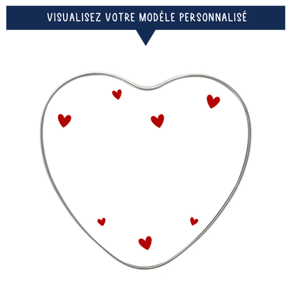 Boîte motif coeur en métal personnalisée avec votre message