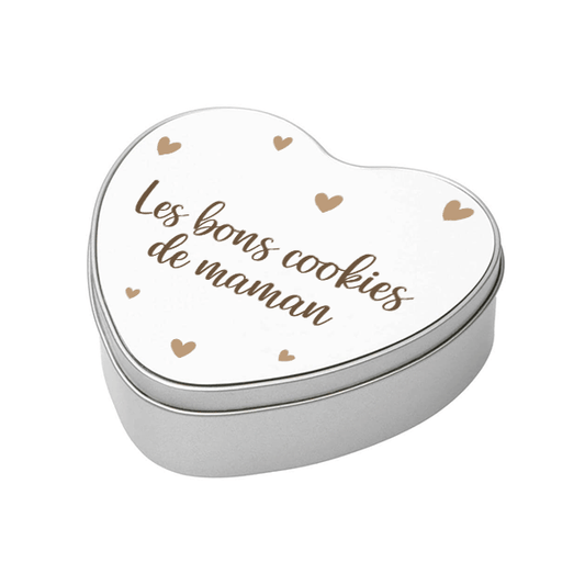 Boîte motif coeur en métal personnalisée avec votre message