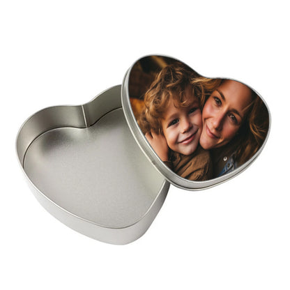 Boîte COEUR en métal personnalisée avec photo