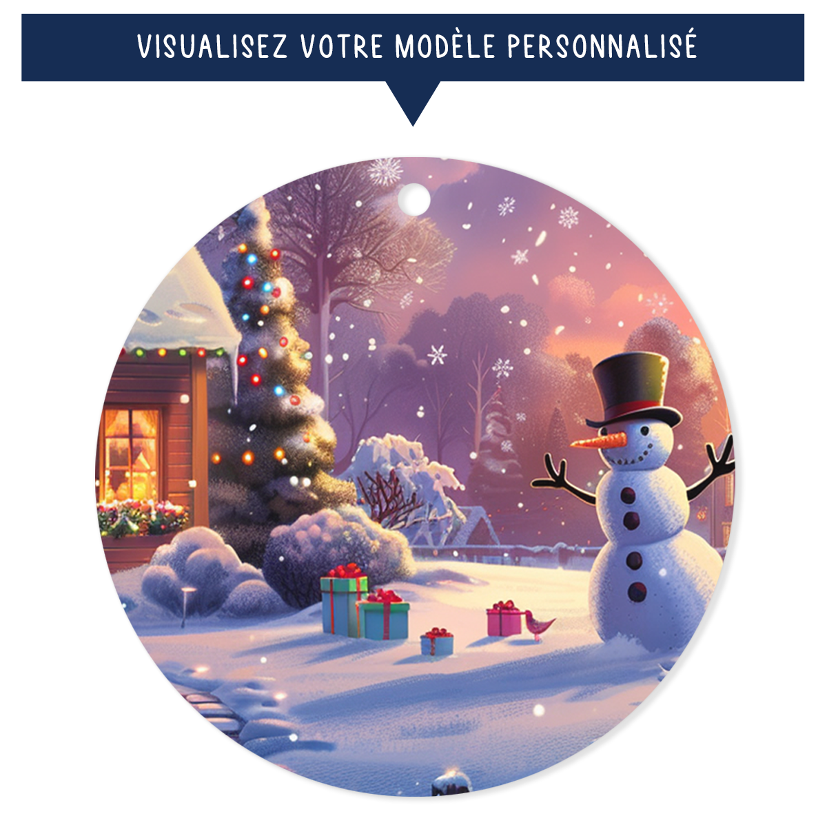 Ornement de Noël avec avatar d'enfant personnalisé - Bonhomme de neige