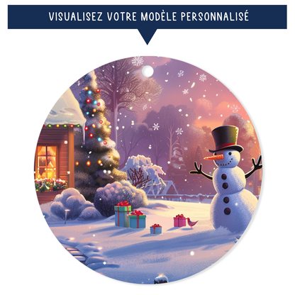 Ornement de Noël avec avatar d'enfant personnalisé - Bonhomme de neige