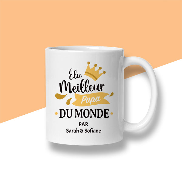 Mug personnalisé « Élu meilleur papa du monde »