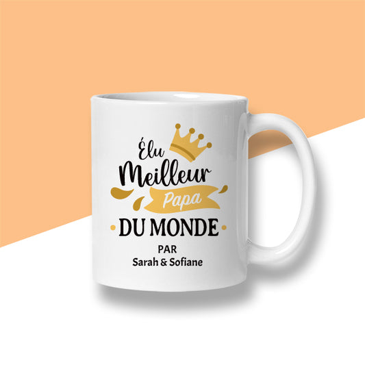 Mug personnalisé « Élu meilleur papa du monde »