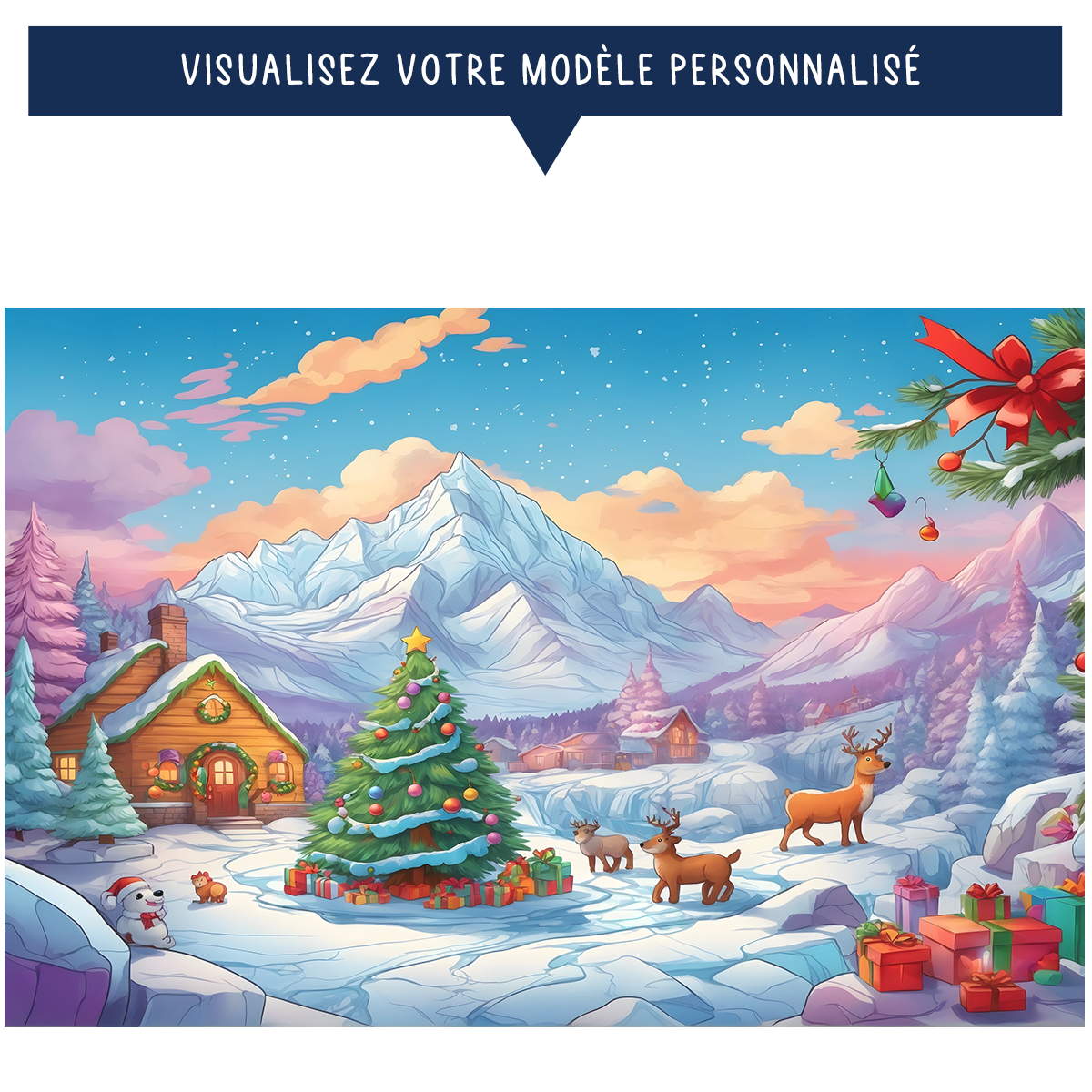 Puzzle de Noël pour enfant avec avatar personnalisé - Village des lutins - 35 pièces