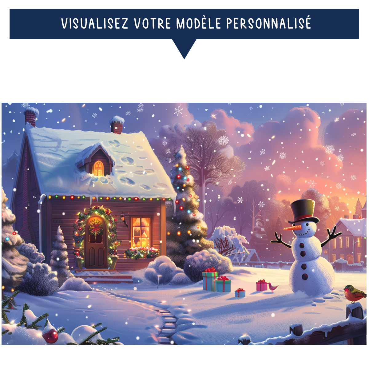 Puzzle de Noël pour enfant avec avatar personnalisé - Chalet en bois - 35 pièces