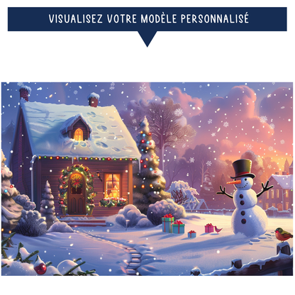 Puzzle de Noël pour enfant avec avatar personnalisé - Chalet en bois - 35 pièces