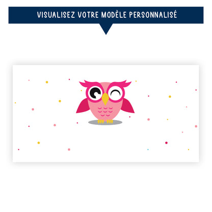 Gourde personnalisée pour enfant - Le hibou rose