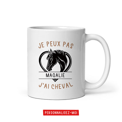 Mug personnalisé « Je peux pas j'ai cheval »