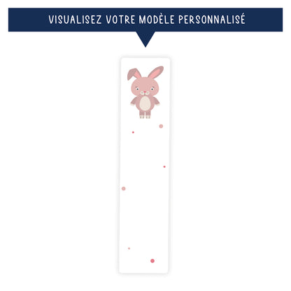 Marque-page personnalisé pour enfant - Lapin rose