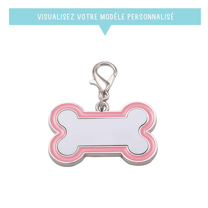 Pendentif rose personnalisé pour chien - Forme OS