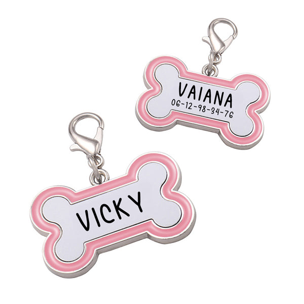 Pendentif rose personnalisé pour chien - Forme OS