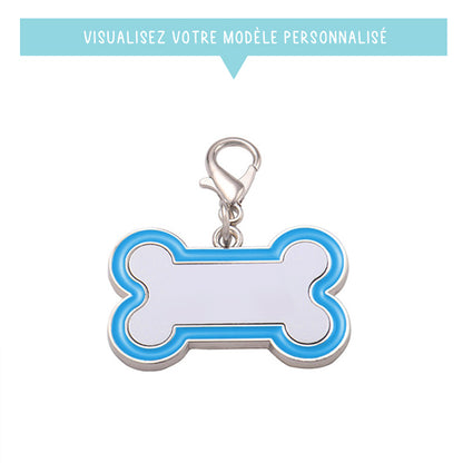 Pendentif bleu personnalisé pour chien - Forme OS