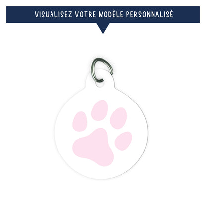 Pendentif rond personnalisé pour animaux - Patte rose