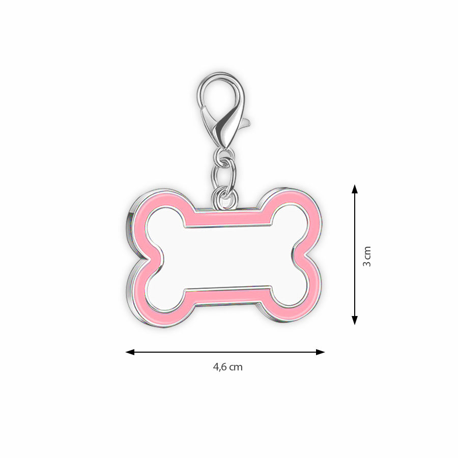 Pendentif rose personnalisé pour chien - Forme OS