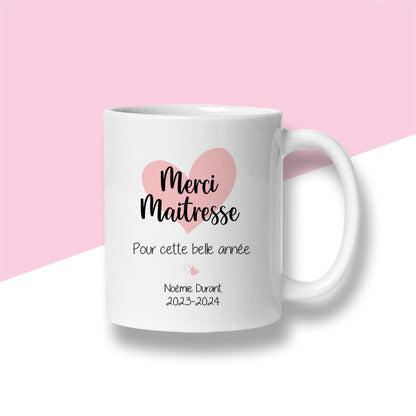 Mug personnalisé « Merci Maitresse pour cette belle année »