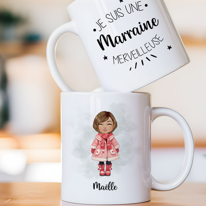 Mug personnalisé avec prénom et avatar pour femme