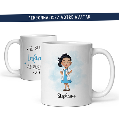 Mug personnalisé avec avatar pour infirmière, interne, sage-femme, ...