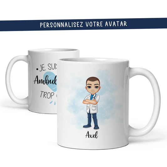 Mug personnalisé avec avatar pour ambulancier, aide-soignant, médecin, ...